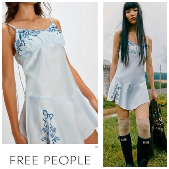♥️SALE♥️NWTS-$100 Gorgeous Embroidery Detail FREE PEOPLE Morning Kiss Slip Dress - Picture 2 of 4